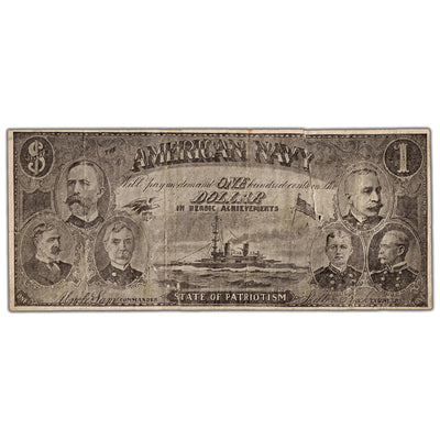 SOLD United States 1898-1900 $1 American Navy Advertising Note - Large Tear