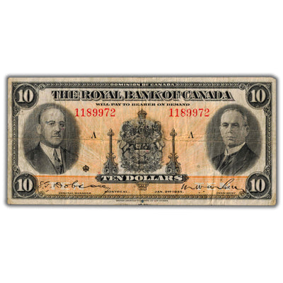 SOLD $10 1935 Royal Bank of Canada Chartered Note CH #630-18-04a