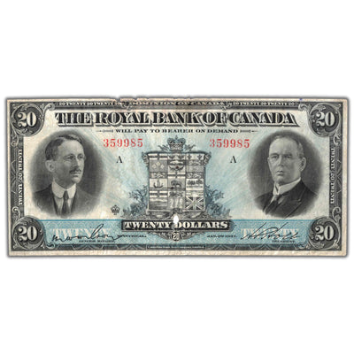 $20 1927 Royal Bank of Canada Chartered Note #630-14-12 - Damaged