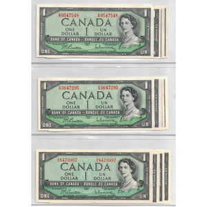 SOLD Lot of 12 $1 1954 Bank of Canada Notes - VF+/AU+ Mixed Grade Lot