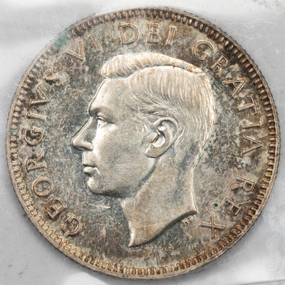 Canada 1948 25 Cents Quarter Silver Coin - ICCS MS-63