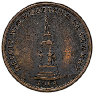 United States 1904 Beloit, WI Soldier's Monument Medal 38mm
