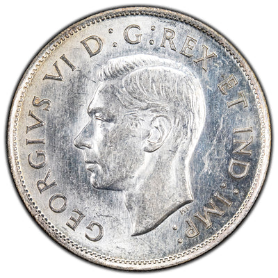 Canada 1942 50 Cents Half Dollar Silver Coin - Almost Uncirculated +