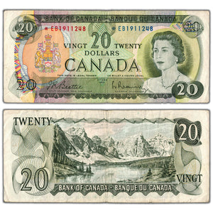 SOLD $20 1969 Bank of Canada Note *EB Replacement Prefix BC-50aA - Circulated