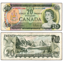 $20 1969 Bank of Canada Note *EB Replacement Prefix BC-50aA - Circulated