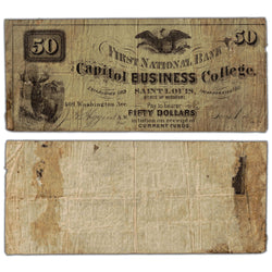 Untied States 1861 Capitol Business College $50 Note