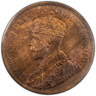 Canada 1913 One Large Cent Coin - ICCS MS-63 Red & Brown