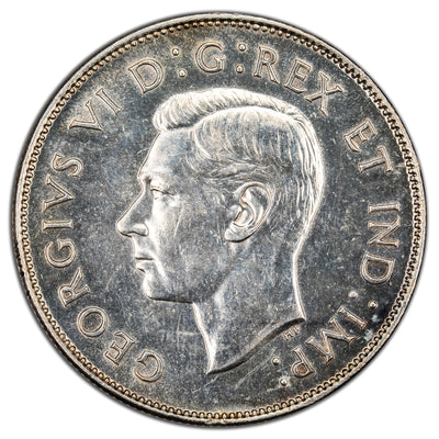 SOLD Canada 1947 St7 Maple Leaf 50 Cents Half Dollar Silver Coin - Cleaned