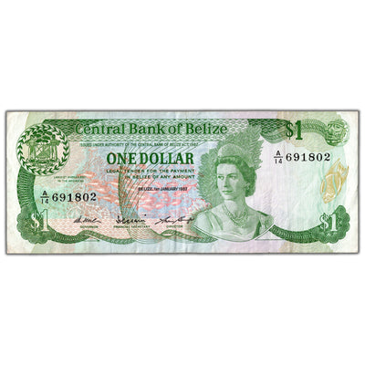 Belize 1987 $1 One Dollar Note P #46c - VF