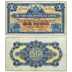 SOLD Scotland; The Union Bank of Scotland 1939 1 Pound Note P #S815