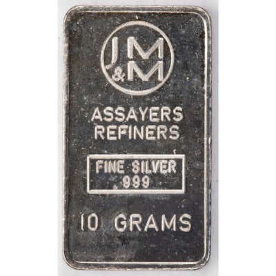SOLD Johnson Matthey Mallory JM&M 10 Gram .999 Fine Silver Bar