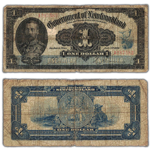 SOLD $1 1920 Government of Newfoundland Note NF-12b - Low Grade Filler