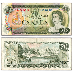 SOLD $20 1969 Bank of Canada Note *EZ Replacement Prefix BC-50bA - VF (small tear)