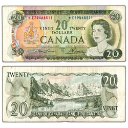 $20 1969 Bank of Canada Note *EZ Replacement Prefix BC-50bA - Small Pinholes