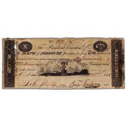 United States 1818 Bank of Missouri $10 MO-30UNL - Damaged