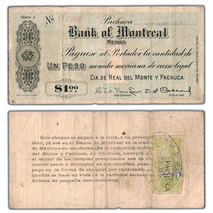 Mexico Bank of Montreal 1915 1 One Peso Note - Circulated