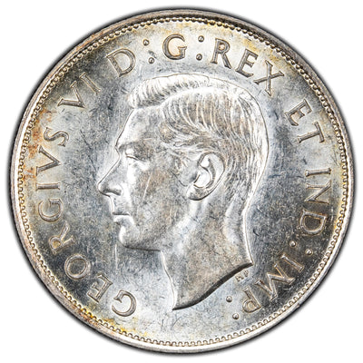 Canada 1942 50 Cents Half Dollar Silver Coin - Almost Uncirculated +