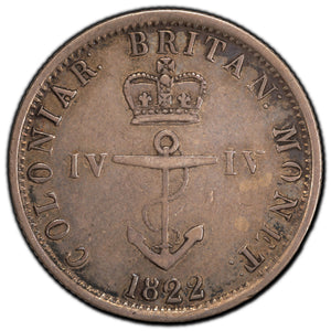 SOLD British West Indies 1822 1/4 Dollar Silver Coin KM #3 - Anchor Money