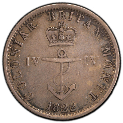 SOLD British West Indies 1822 1/4 Dollar Silver Coin KM #3 - Anchor Money
