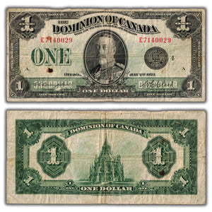 SOLD $1 1923 Dominion of Canada Note Campbell-Clark Black Seal DC-25o - Rust Spots
