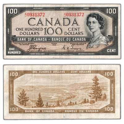 SOLD $100 1954 Bank of Canada Note Devil Face Coyne-Towers BC-35a - F/VF
