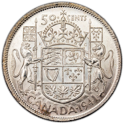 SOLD Canada 1941 50 Cents Half Dollar Silver Coin - MS-63