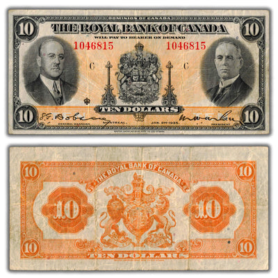 SOLD $10 1935 Royal Bank of Canada Chartered Note CH #630-18-04a - F/VF