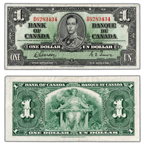 SOLD $1 1937 Bank of Canada Note Gordon-Towers B/M Prefix BC-21c - VF