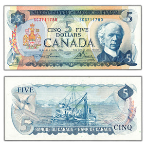 SOLD $5 1972 Bank of Canada Note Lawson-Bouey SC Prefix BC-48b - UNC