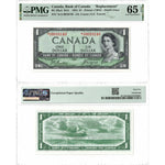 SOLD $1 1954 Bank of Canada Note Devil Face Replacement *A/A BC-29bA - PMG Gem UNC-65 EPQ