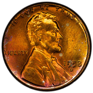 SOLD United States 1958-D 1 Cent Lincoln Penny - Pretty Colour