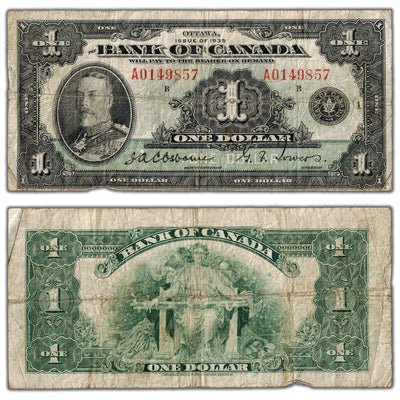 $1 1935 Bank of Canada Note English Text Letter 'A' BC-1 - Fine