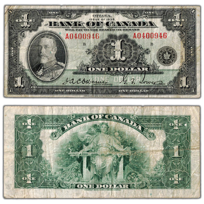 $1 1935 Bank of Canada Note English Text Letter 'A' BC-1 - F/VF