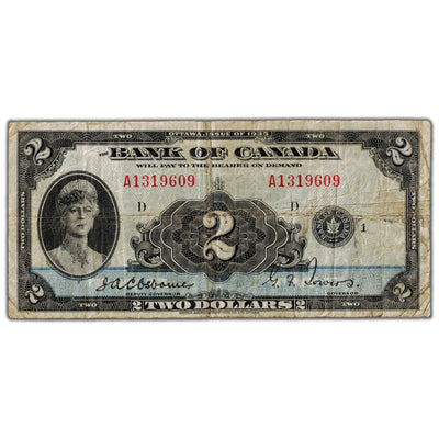 $2 1935 Bank of Canada Note English Text BC-3 - VG/F