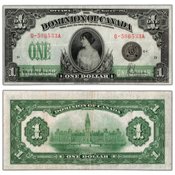 $1 1917 Dominion of Canada Note Seal Only Series G DC-23 - VF