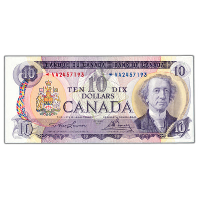 $10 1971 Bank of Canada Note *VA Replacement Prefix BC-49cA - AU+