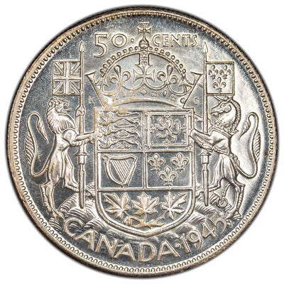 Canada 1945 50 Cents Half Dollar Silver Coin - Uncirculated