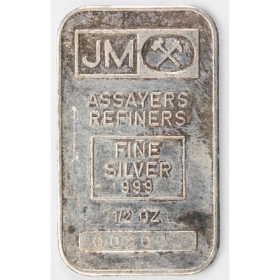 SOLD Johnson Matthey JM 1/2oz .999 Fine Silver Bar - Blank Back