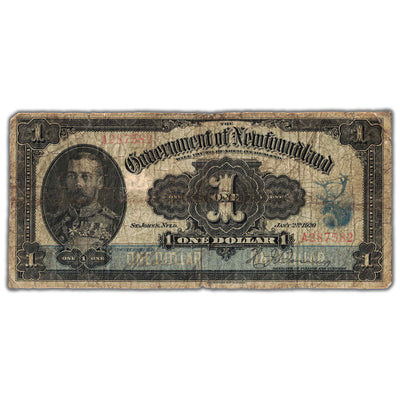 SOLD $1 1920 Government of Newfoundland Note NF-12b - Low Grade Filler