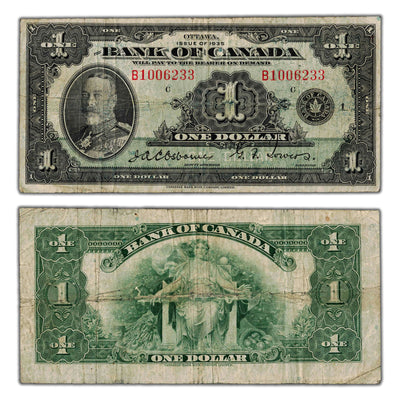 $1 1935 Bank of Canada Note English Text Letter 'B' BC-1 - Fine