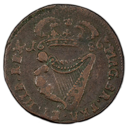 Ireland 1686 1/2d Half Penny Coin S-6576