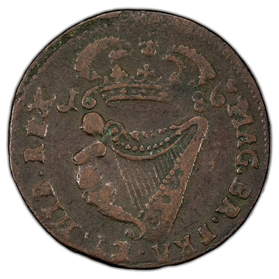 Ireland 1686 1/2d Half Penny Coin S-6576