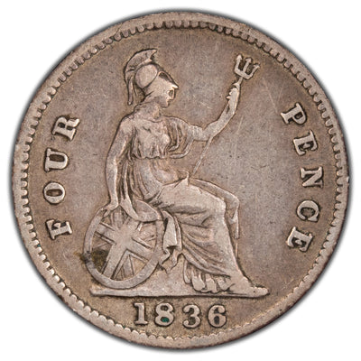 Great Britain 1836 4d Four Pence Silver Coin KM #723