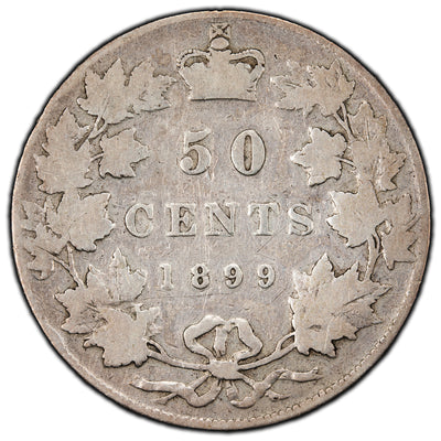 SOLD Canada 1899 50 Cents Half Dollar Silver Coin - Good