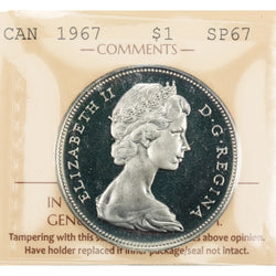 Canada 1967 $1 Silver Dollar Specimen Coin -  ICCS SP-67 UHC