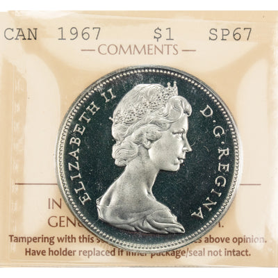 SOLD Canada 1967 $1 Silver Dollar Specimen Coin -  ICCS SP-67 UHC