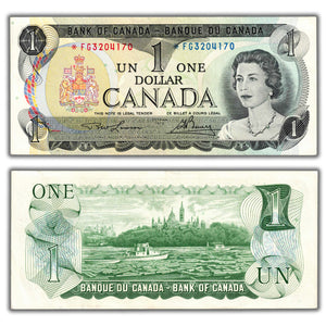 SOLD $1 1973 Bank of Canada Note *FG Replacement Prefix BC-46aA - AU