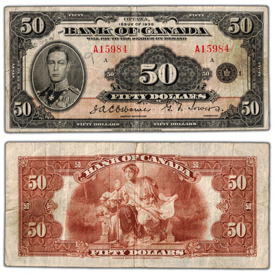SOLD $50 1935 Bank of Canada Note English Text BC-13 - Light Pencil