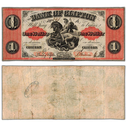 $1 1861 Bank of Clifton Canada Chartered Note with Overprint #125-12-04 - VF