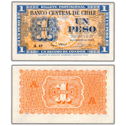 Chile 1943 1 One Peso Note P #90a - Uncirculated